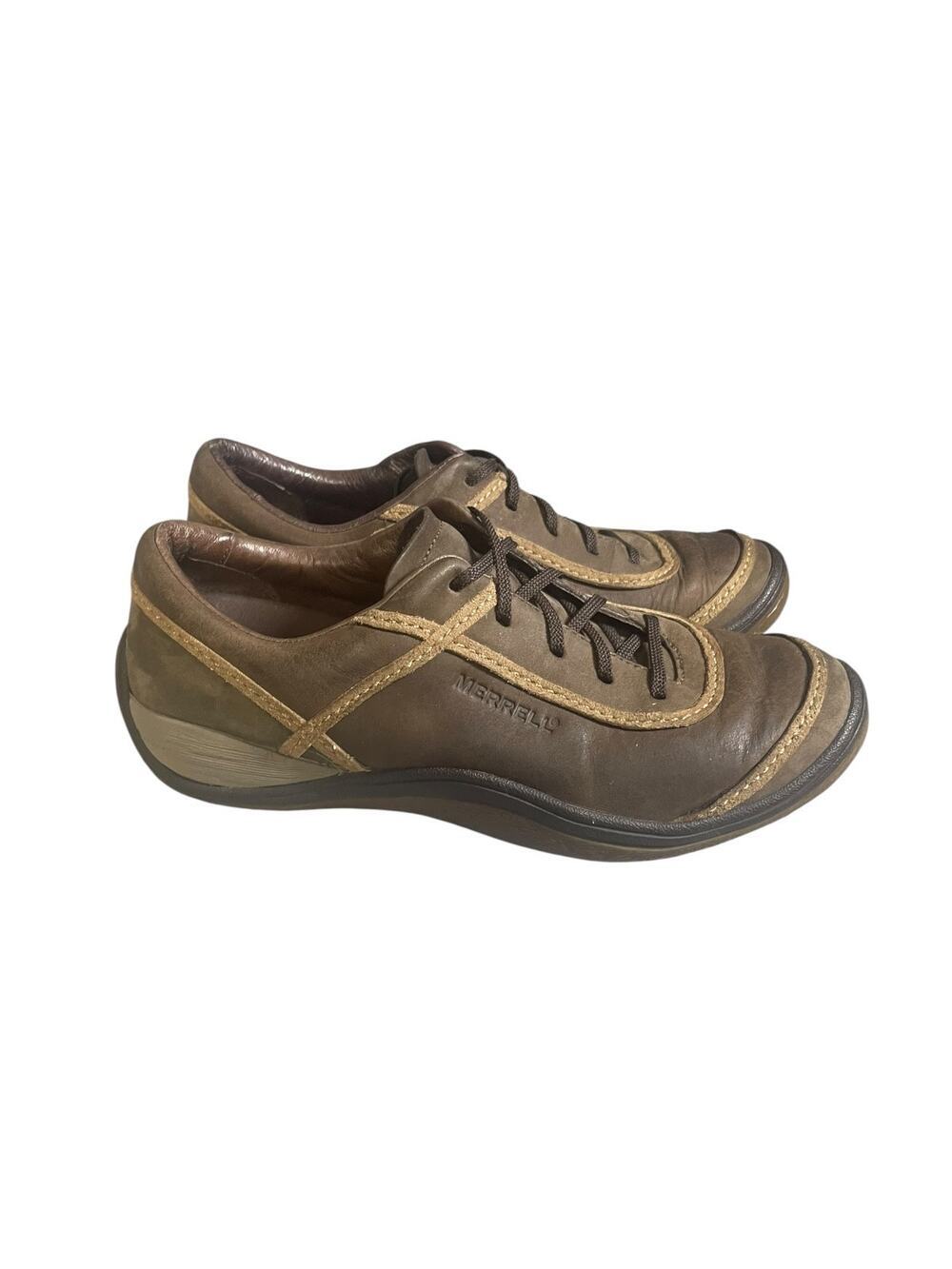 Merrell Women’s Cypress Brown Leather Hiking Lace Sneakers Size-7.5